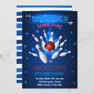 Bowling Invitation, Bowling Birthday Invite Kaart
