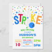 Bowling Invitation Bowling Birthday Party Strike Kaart (Voorkant)