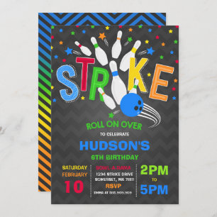 Bowling Invitation Bowling Birthday Party Strike Kaart