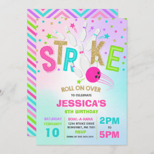 Bowling Invitation Bowling Birthday Party Strike Kaart