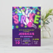 Bowling Invitation Glow Neon Bowling Birthday Kaart (Staand voorkant)