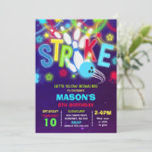Bowling Invitation lueur Neon Bowling Anniversaire (Debout devant)