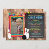 Bowling Invitation Photo Bowl Chalkboard Invitatio (Devant / Derrière)