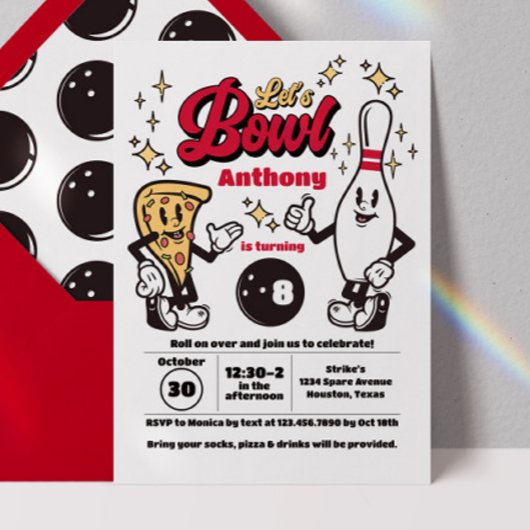 Bowling Invitation Vintage - Rouge