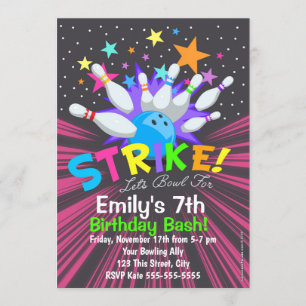 Bowling Invitations, Bowling Birthday Party Invite Kaart