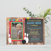 Bowling Invite Photo Bowl Chalkboard Uitnodiging (Staand voorkant)