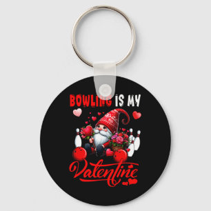 Bowling is mijn Valentijn gnoom Schattigee harten Sleutelhanger