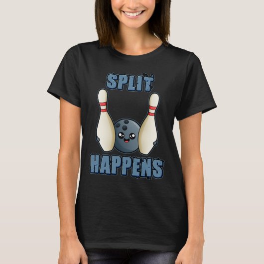 Bowling Joke Split Happens Bowling T-shirt (Voorkant)