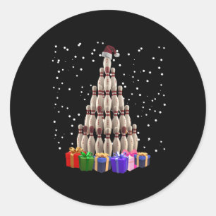 Bowling Kerstboom Grappige Kerstmis Matching Famil Ronde Sticker