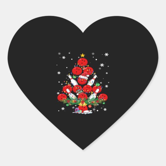 Bowling Kerstboom Santa Pickleball Lights Hart Sticker (Voorkant)