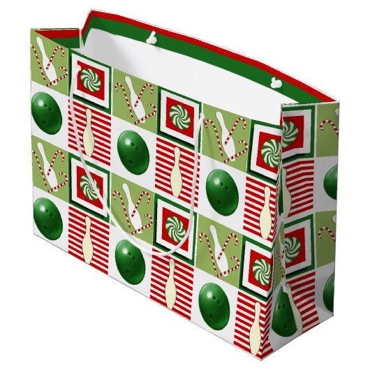 Bowling kerstfeestdag groot cadeauzakje (Achterkant Gekanteld)