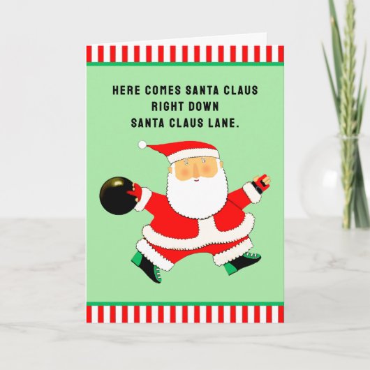 Bowling Kerstmis Feestdagen Kaart (Voorkant)