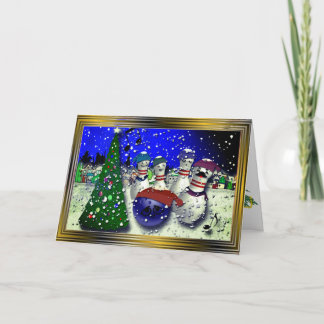 Bowling Kerstmis Feestdagen Kaart