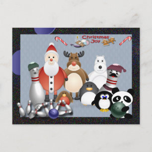 Bowling Kerstmis Feestdagenkaart