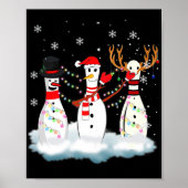 Bowling Kerstmis Pajama Lights Reindeer Santa Fun Poster (Voorkant)