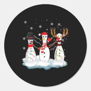 Bowling Kerstmis Pajama Lights Reindeer Santa Fun Ronde Sticker