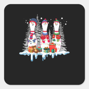 Bowling Kerstmis Pajama Lights Reindeer Santa Fun Vierkante Sticker