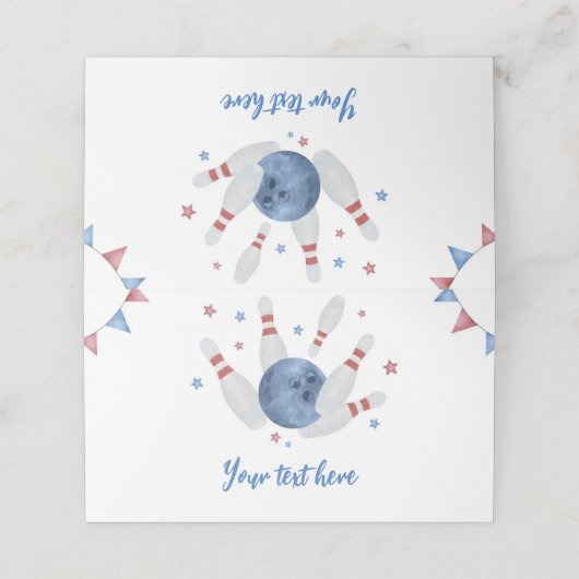 Bowling Kids Verjaardag Feest Eten Tent Place Card (Buitenkant ongevouwen)