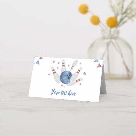 Bowling Kids Verjaardag Feest Eten Tent Place Card (Voorkant)