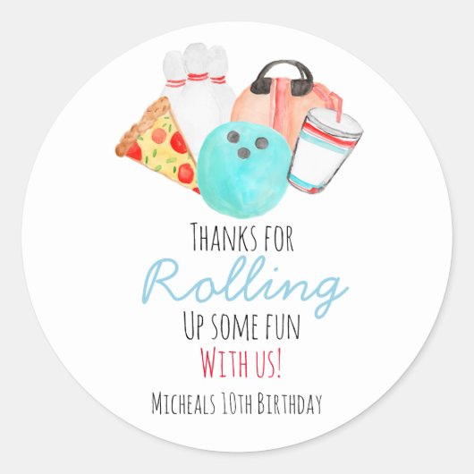 Bowling kind verjaardagsfeestje envelop zegel stic (Voorkant)
