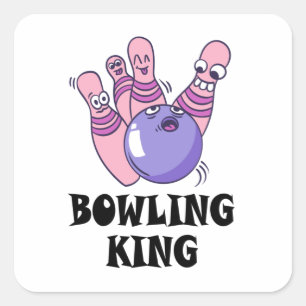 Bowling King Childrens Birthday Party Vierkante Sticker