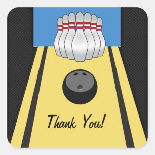 Bowling Lane, Pins, Ball Vierkante Sticker
