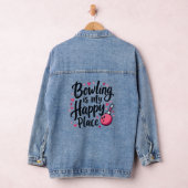 Bowling Lover Schattige Retro Esthetisch Sportontw Denim Jacket (Hangar)