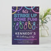 Bowling lueur Anniversaire Fête Invitation Couleur (Debout devant)