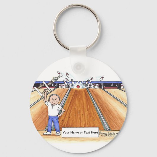 Bowling - Mannelijke Cartoon door PrintedPerfectio Sleutelhanger (Voorkant)