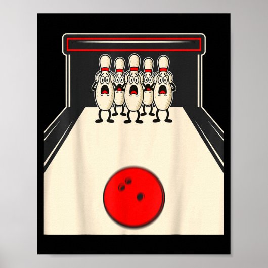Bowling N Ed Ns Funny Bowler Player Kids Boys Men Poster (Voorkant)