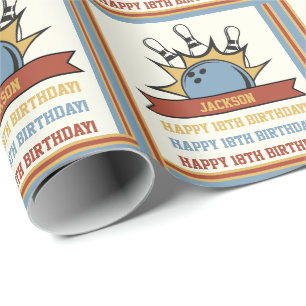 Bowling Naam Leeftijd Sentiment Verjaardag Cadeaupapier