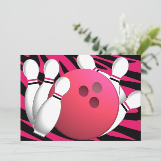 Bowling Neon en Zebra Kaart (Staand voorkant)
