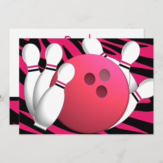 Bowling Neon en Zebra Kaart (Voorkant / Achterkant)