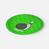 Bowling; Neon Green Stripes Papieren Bordje (Gekanteld)
