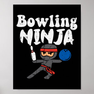 Bowling Ninja Grappige Bowler Jongens Meisjes Kind Poster