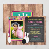 Bowling Nodig Photo Bowl Chalk Bowls Uitnodiging (Voorkant / Achterkant)