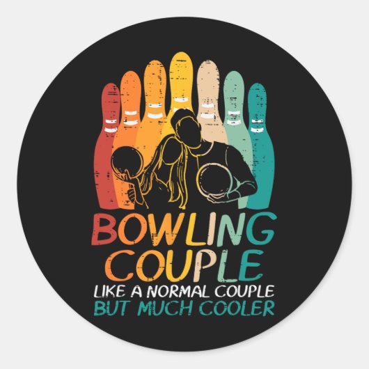 Bowling paar als normale koeler matching bowler ronde sticker (Voorkant)
