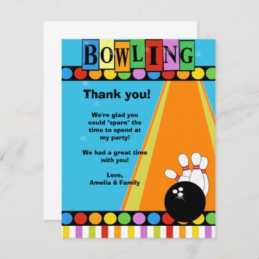 BOWLING PARTY 4x5 Appartement Merci note (Devant / Derrière)