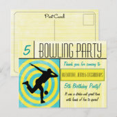Bowling Party Bedankt Briefkaart - Meerdere namen (Voorkant / Achterkant)