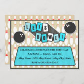 Bowling Party Birthday Uitnodiging (Voorkant / Achterkant)