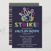 Bowling Party Birthday Uitnodigingen (Voorkant / Achterkant)