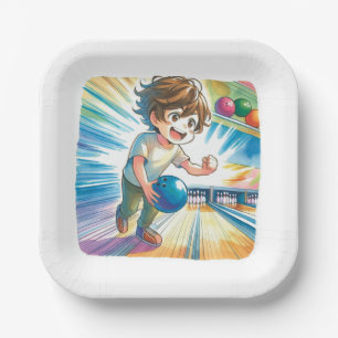 Bowling Party Boy's Anime Verjaardag Papieren Bordje