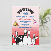 Bowling Party Invitation Ball and Pins Pizza and C (Debout devant)