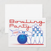 Bowling Party nodigt uit Kaart (Voorkant / Achterkant)
