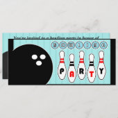 Bowling Party Pins uitnodiging (Voorkant / Achterkant)