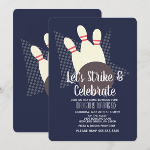 Bowling Party Strike en Celebrate Birthday Party Kaart
