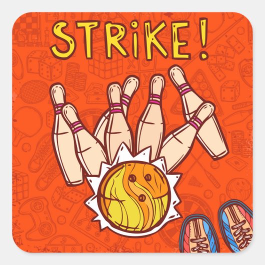 Bowling party tien pin bowling modern vierkante sticker (Voorkant)