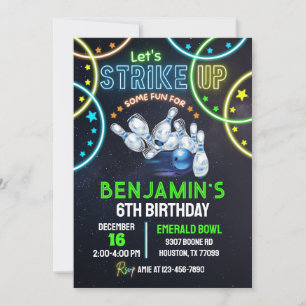 Bowling Party Uitnodiging jongens Strike Up Some F