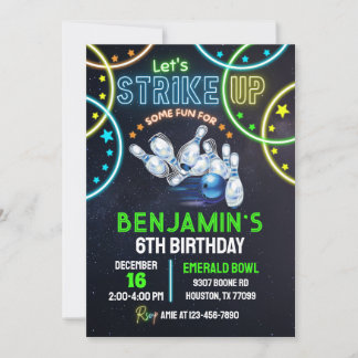 Bowling Party Uitnodiging jongens Strike Up Some F