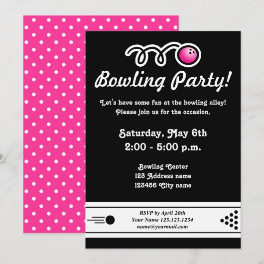 Bowling party uitnodigingen (Voorkant / Achterkant)